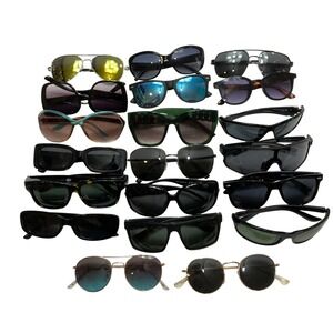 Lot Of 20 Mixed Brand Sunglasses Unisex OS Multicolor Aviator Sport Retro Bundle